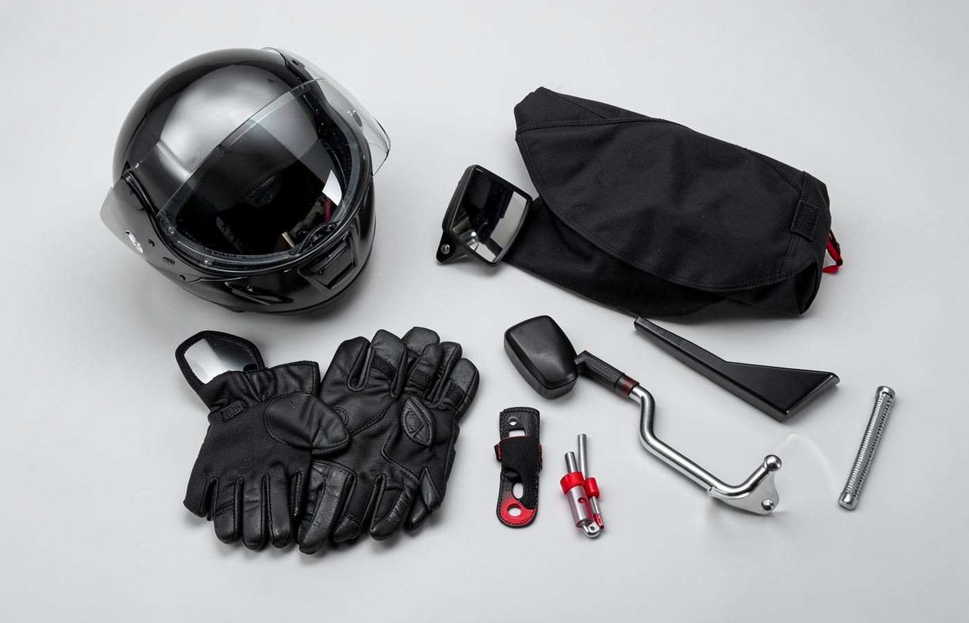 A selection of two-wheeler riding and vehicle accessories